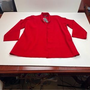 Eileen Fisher‎ Petite Small Boiled Wool Womens Red Garnet Enveloped Coat NEW